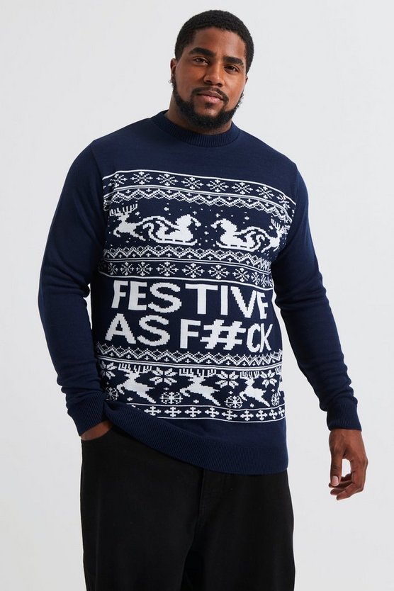 Plus Weihnachtspullover mit Festive Slogan