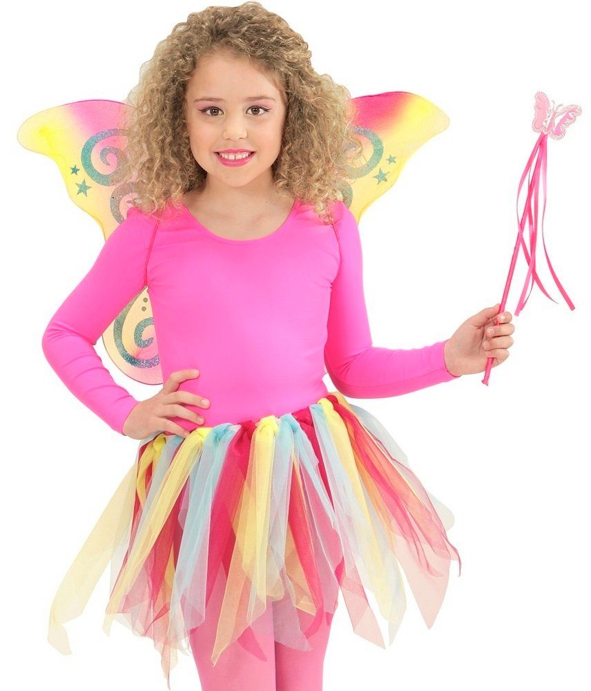 Widmann S.r.l. Feen-Kostüm Magic Fairy Feen Schmetterling Kinder Kostüm Set 4-tlg. - Regenbogen
