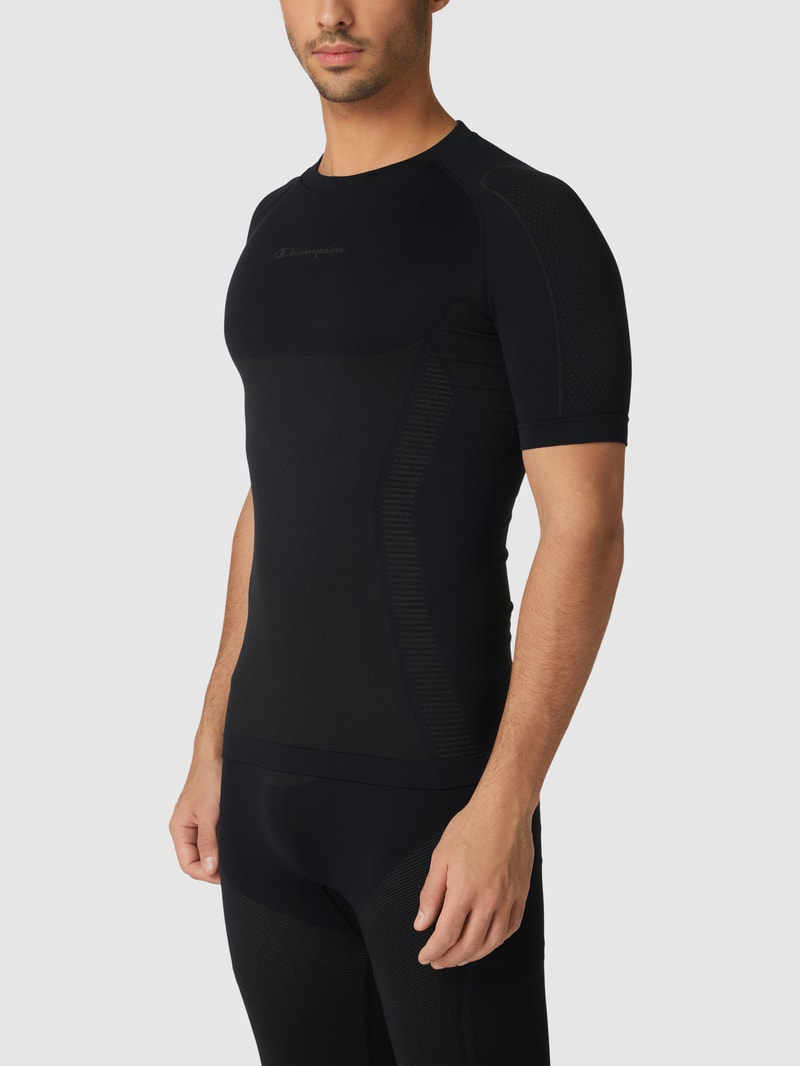 Atmungsaktives Thermoshirt mit Label-Print in dunkelgrau