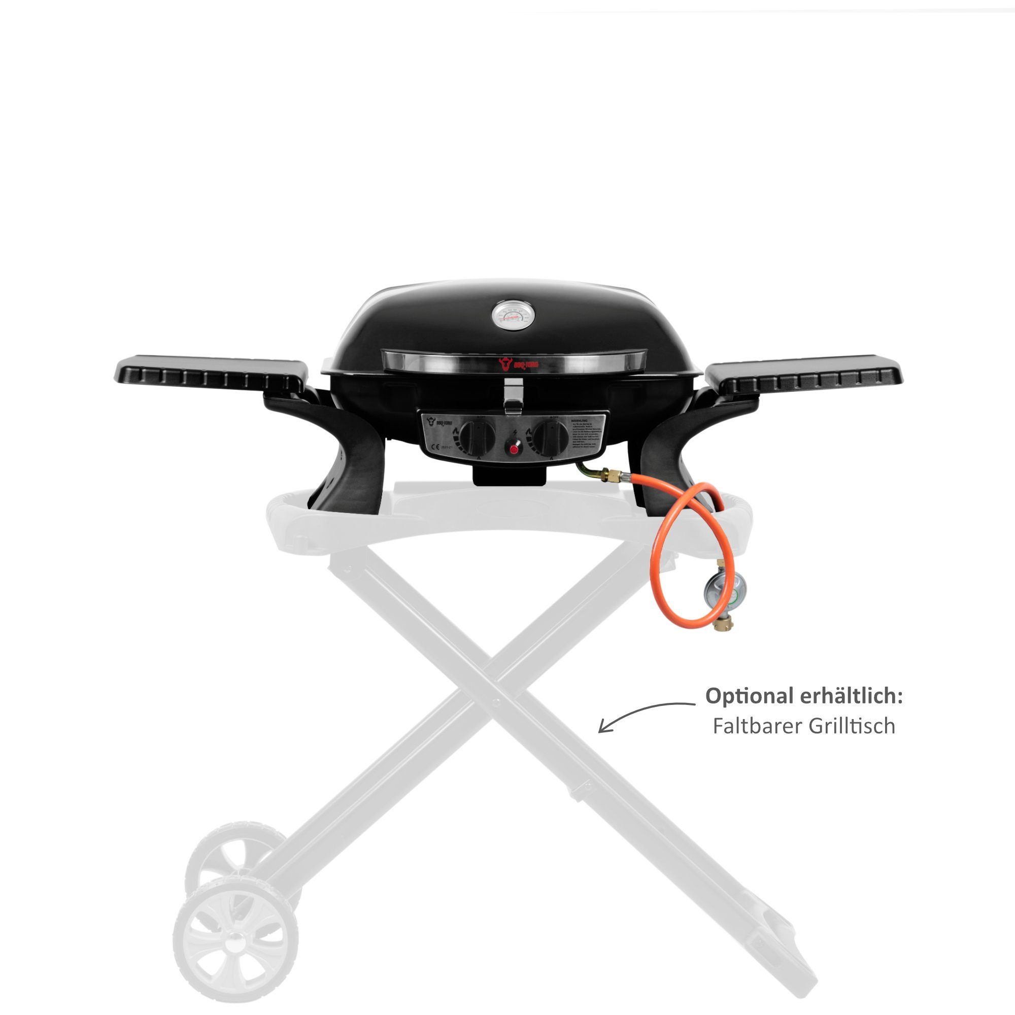 BBQ-Toro Gasgrill Tragbarer Tisch Gasgrill 2 Brenner, Tischgasgrill für Balkon