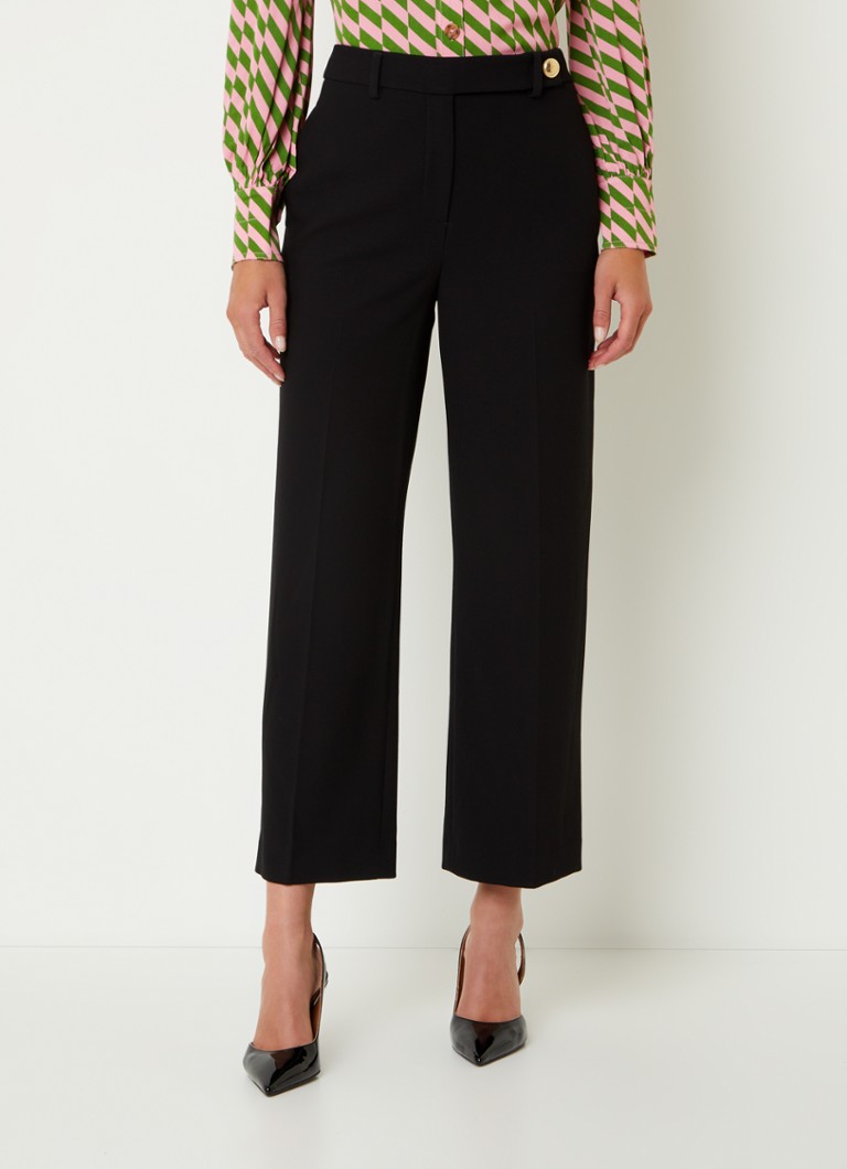 Pantaloni cropped a gamba larga Bibi di LKBennett con vita media e dettaglio a bottoni