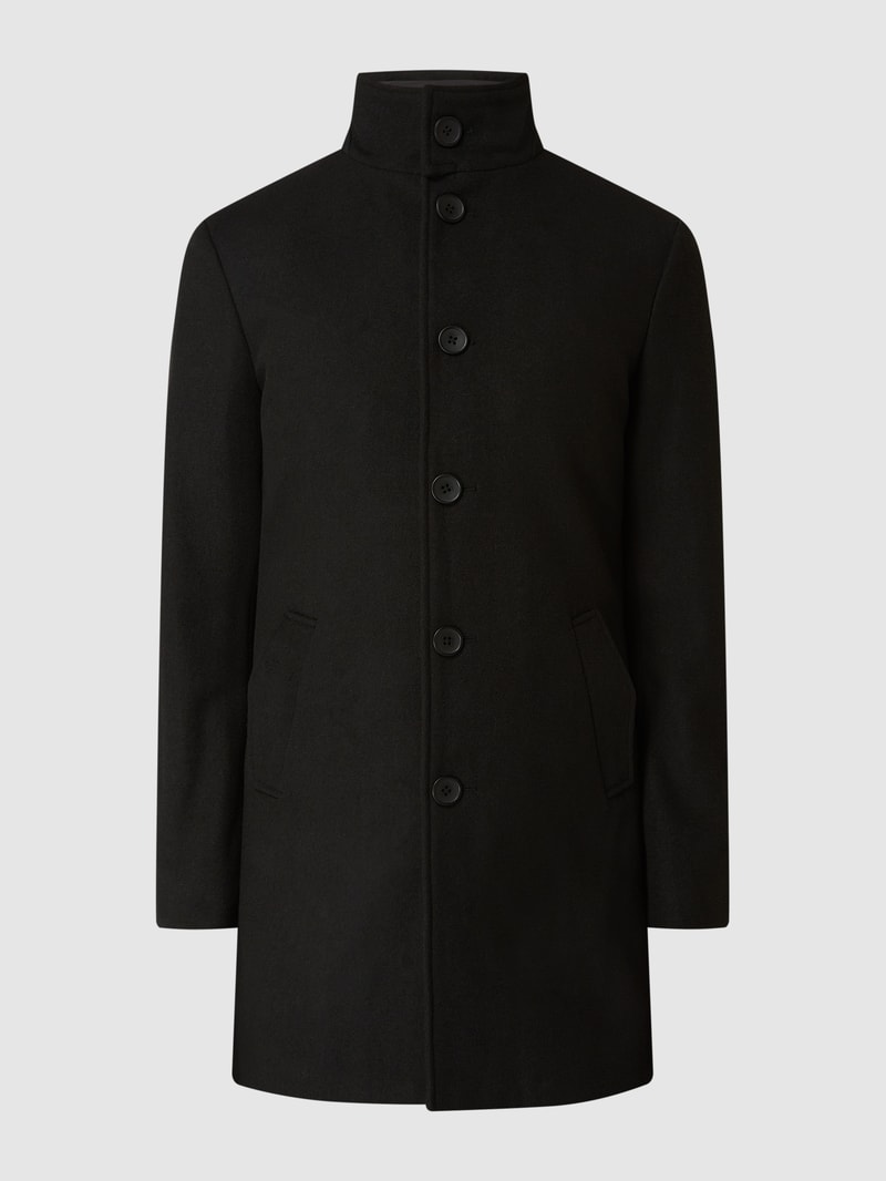 Kurzmantel aus Wollmischung im 2-in-1-Look Modell 'Ontario' in schwarz