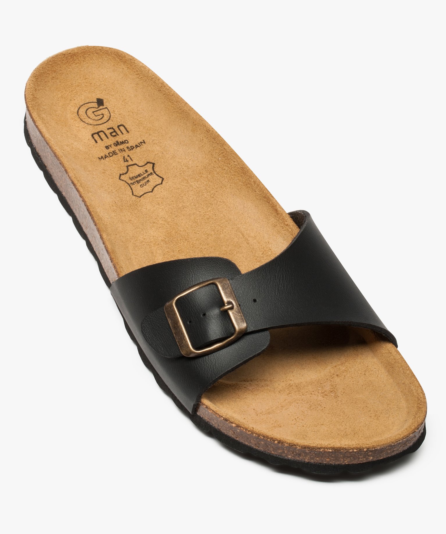 Sandales homme avec large bride à boucle noir | GEMO