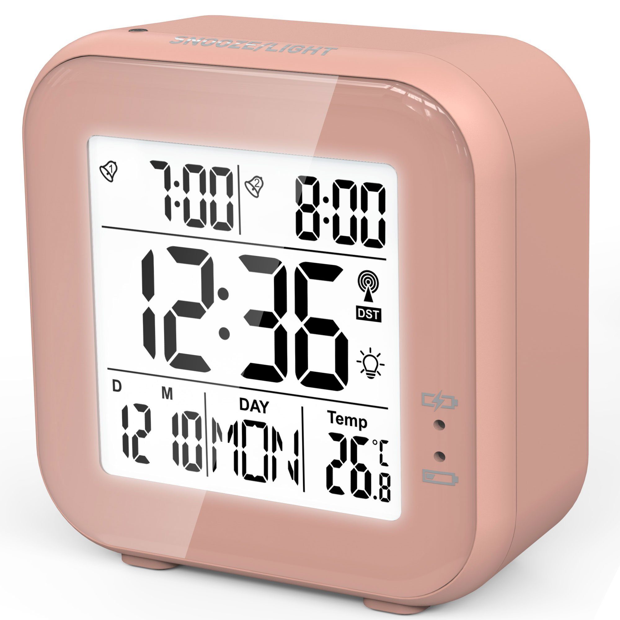 Funkwecker Digitaler Design-Funkwecker Akku Datumsanzeige automatisches Nachtlicht Temperaturanzeige USB
