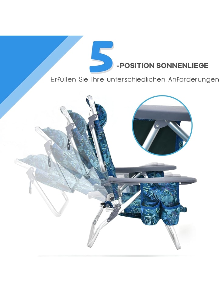 COSTWAY Strandstühle & Tisch Set in Blau günstig kaufen onesize