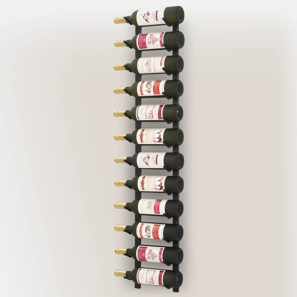 vidaXL Weinregal Wand-Weinregal für 12 Flaschen Schwarz Eisen, 1-tlg.
