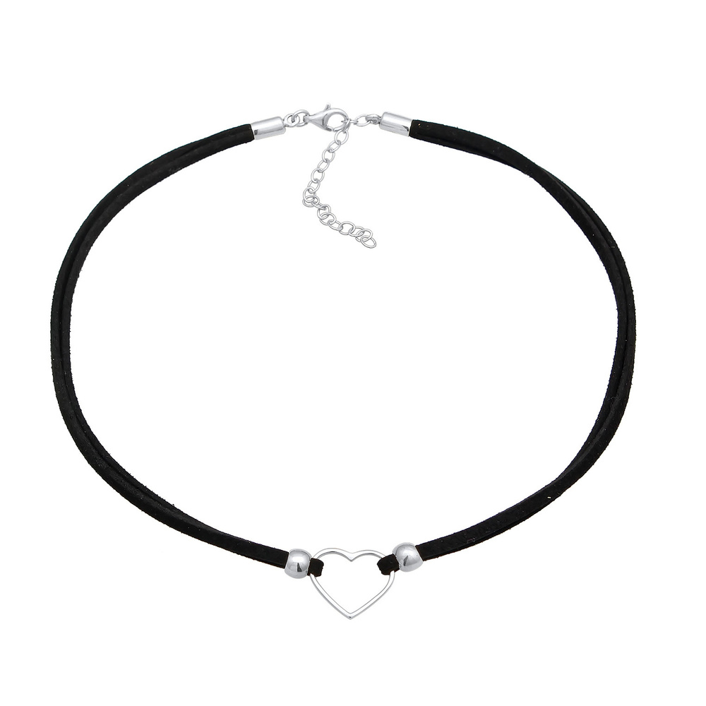 Elli Elli Collier Femmes choker cœur amour avec velours noir en argent sterling 925 collier