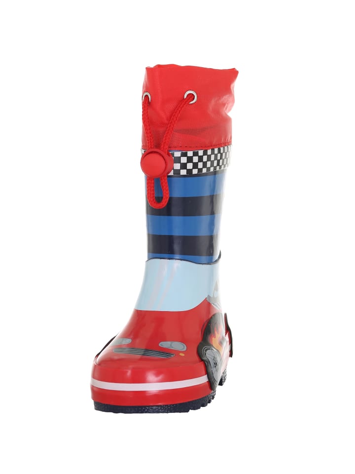 Playshoes Gummistiefel Rennwagen in Rot/Blau günstig kaufen
