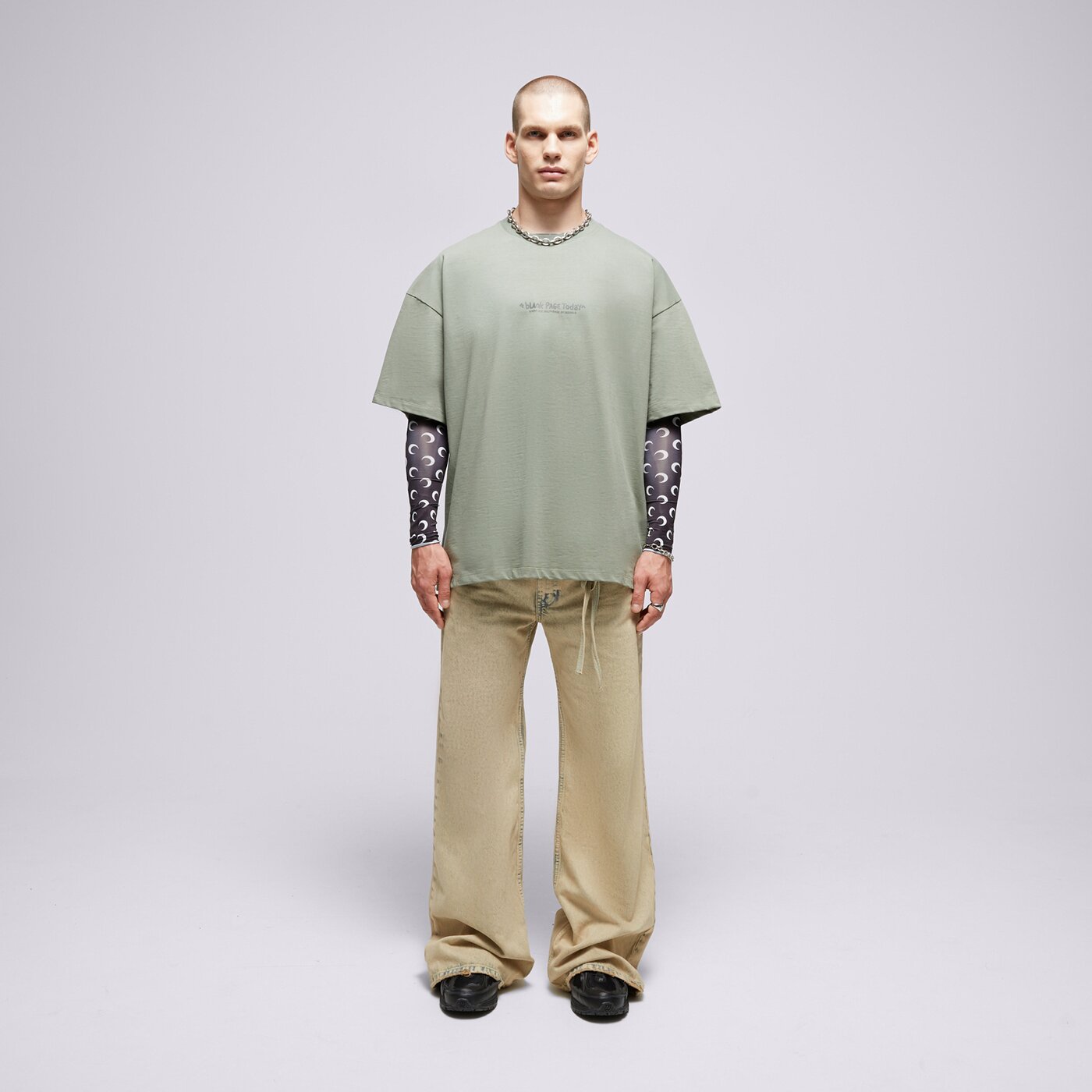 S.NOW JOB SIZEER T SHIRT “BLANK PAGE”-OLIVE Grün