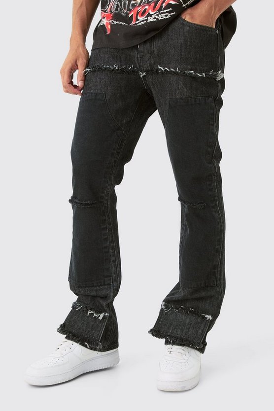 Zerrissene Slim-Fit Jeans in Schwarz