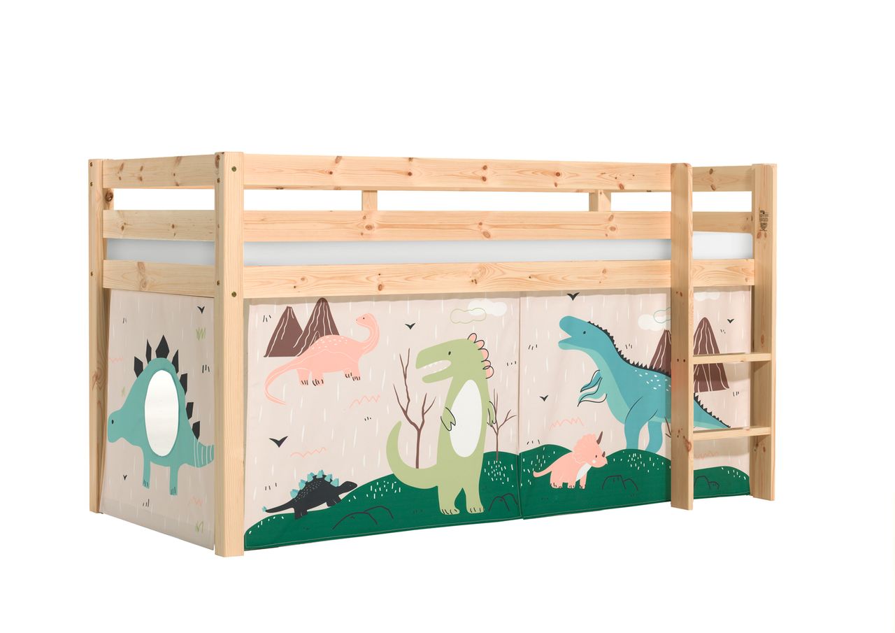 VIPACK Halbhohes Bett PINO, mit Textilset 