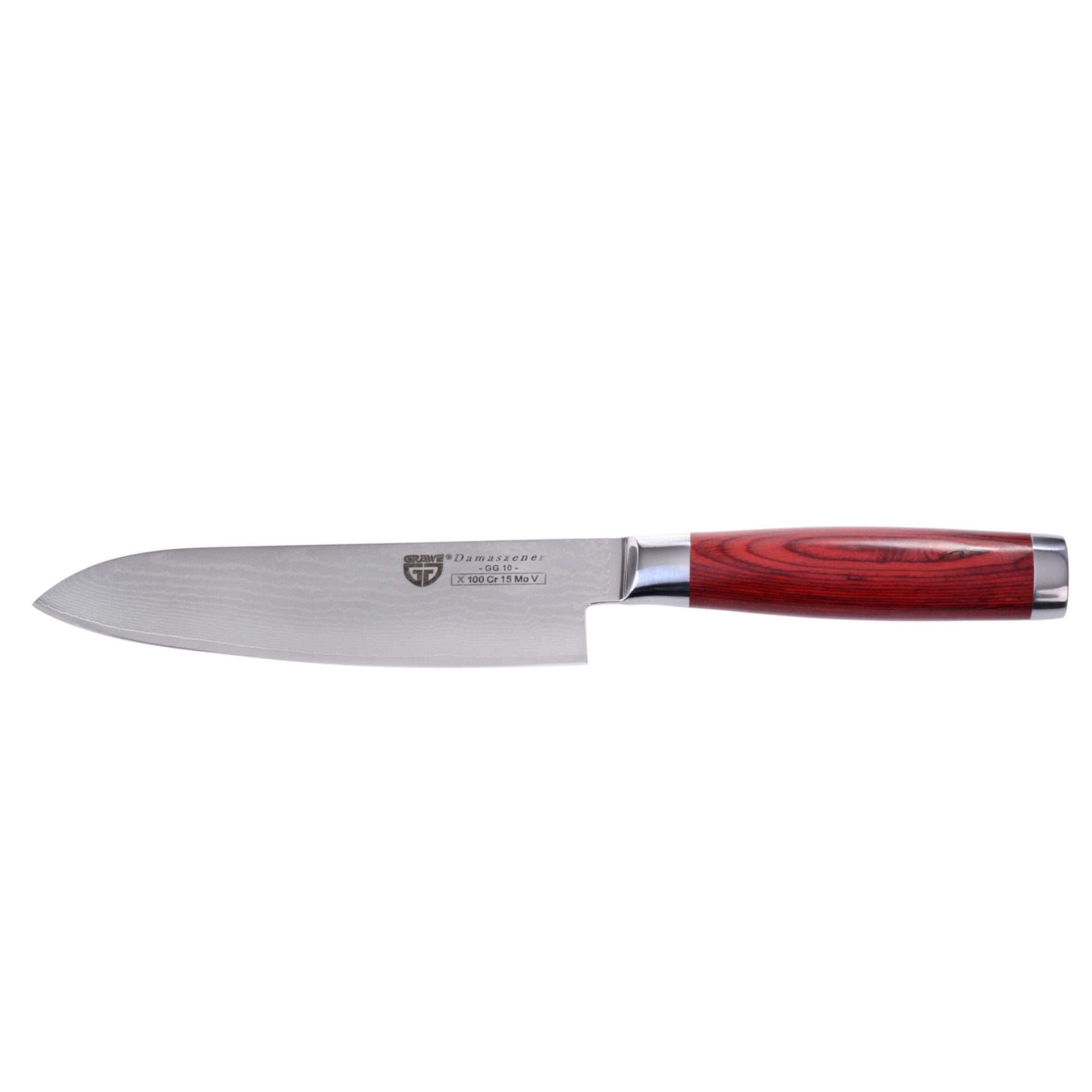 GRÄWE Damastmesser GRÄWE Damaszener Santokumesser groß 17,5 cm Klinge, mit Hartholzgriff