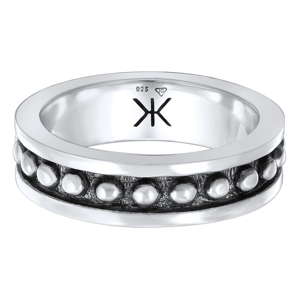 KUZZOI KUZZOI Bague Hommes bande boules tendance en argent sterling 925 Bague