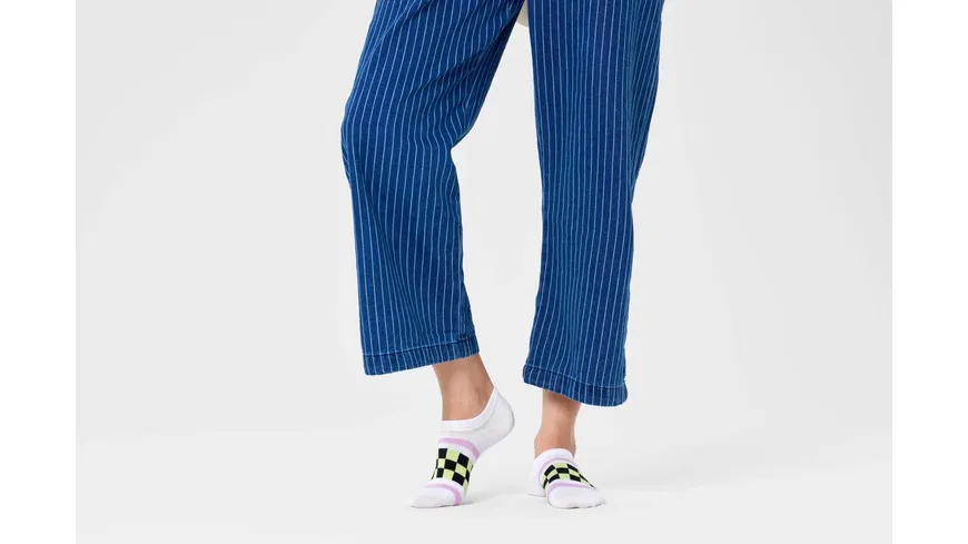 Happy Socks Unisex Füßlinge Checked Stripe White