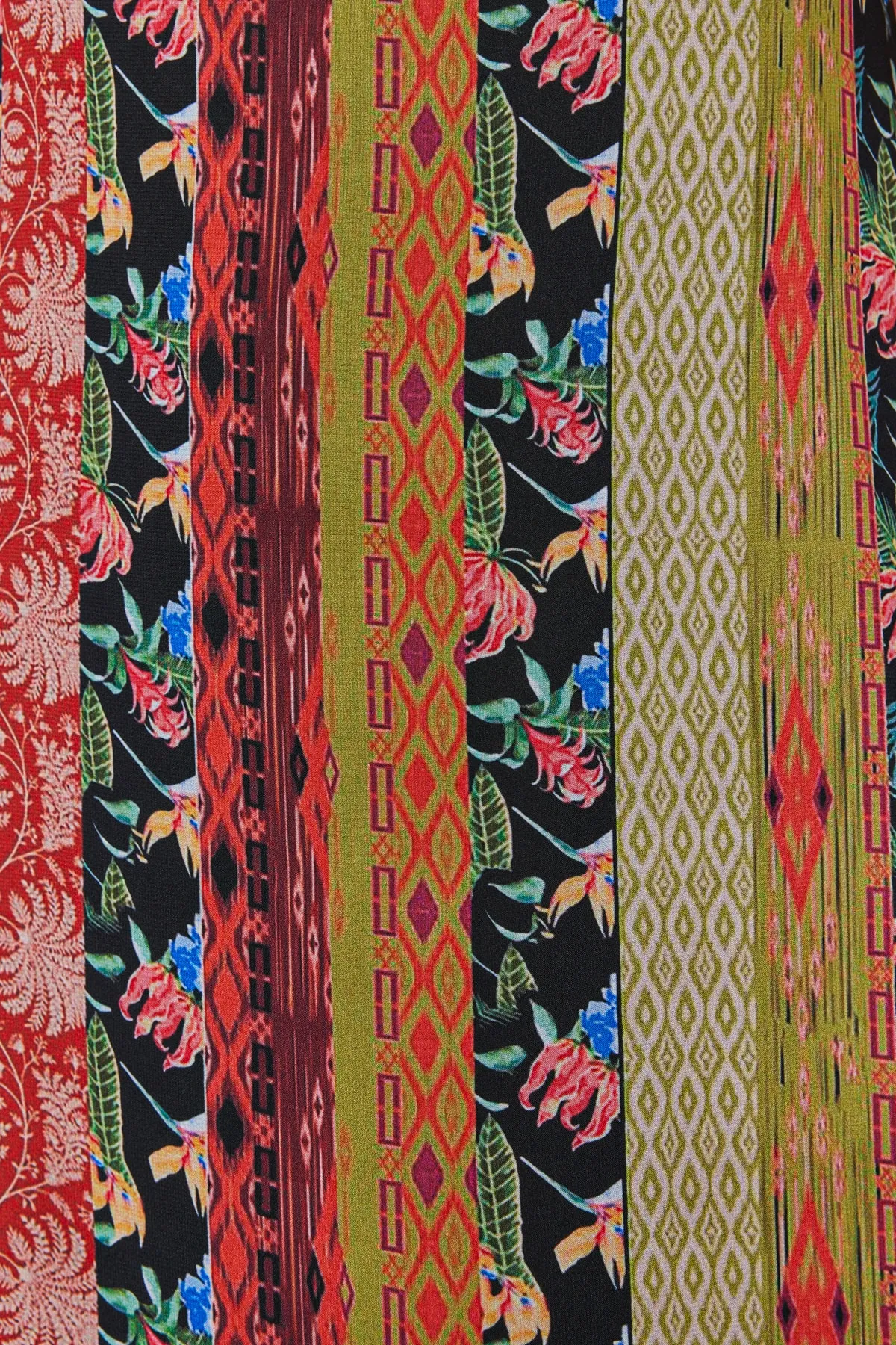 Trendyol Collection  Mehrfarbig gemustertes Trägerkleid in A-Linie/Glockenform, Midi-Gefüttert, gewebtes Kleid TWOSS23EL00989