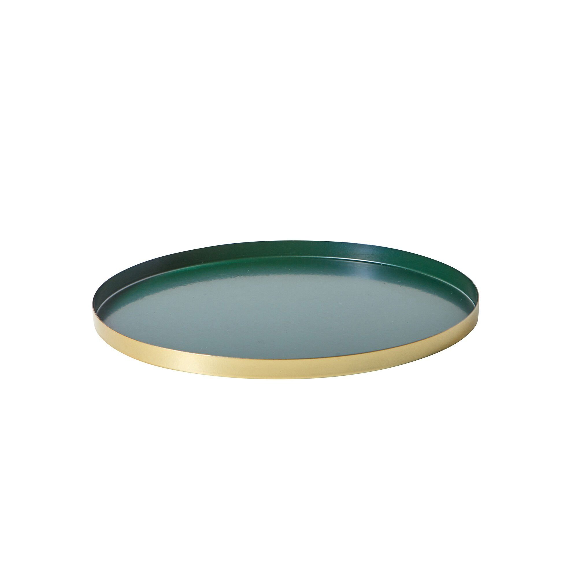 Plateau rond métal doré et vert