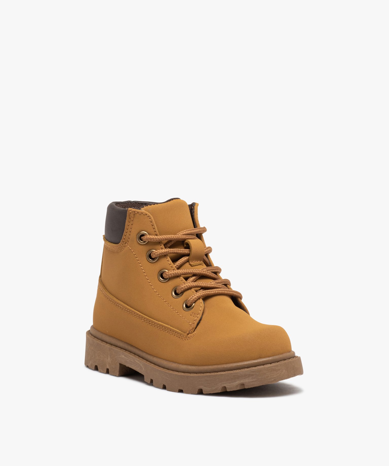 Boots à lacets et semelle crantée du 25 au 30 camel | GEMO