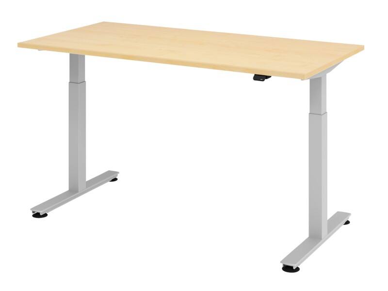 Hammerbacher Sitz-Stehschreibtisch XMST Ahorn, Silber 1.600 x 800 x 650 mm