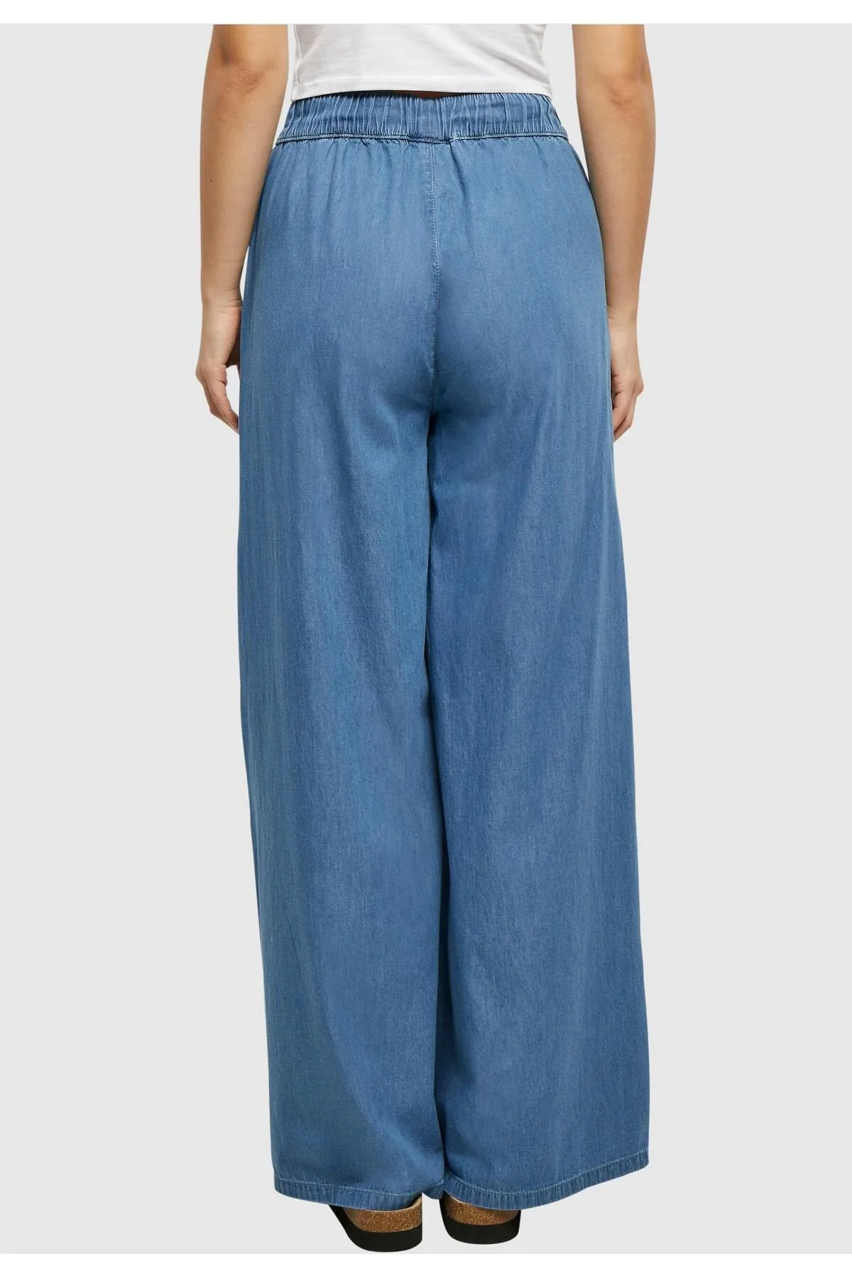 Urban Classics  Damen-Hose aus hellem Denim mit weitem Bein