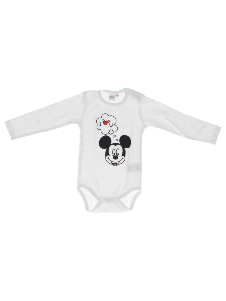 Disney Mickey Mouse Mickey Maus Baby-Strampler Baby-Outfit kuscheliger Einteiler für Babys in Weiß günstig kaufen