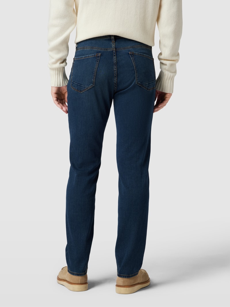 Straight Fit Jeans mit Knopf- und Reißverschluss Modell 'Chuck' in dunkelblau