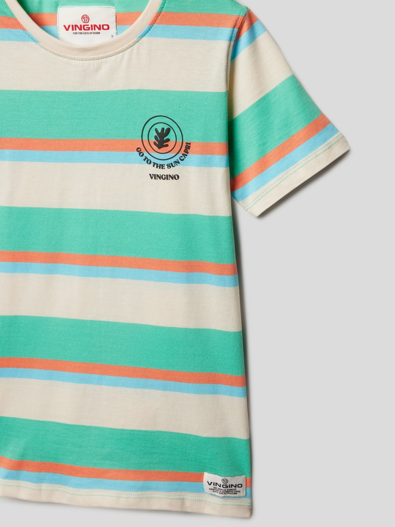 T-Shirt mit Streifenmuster in hellgelb