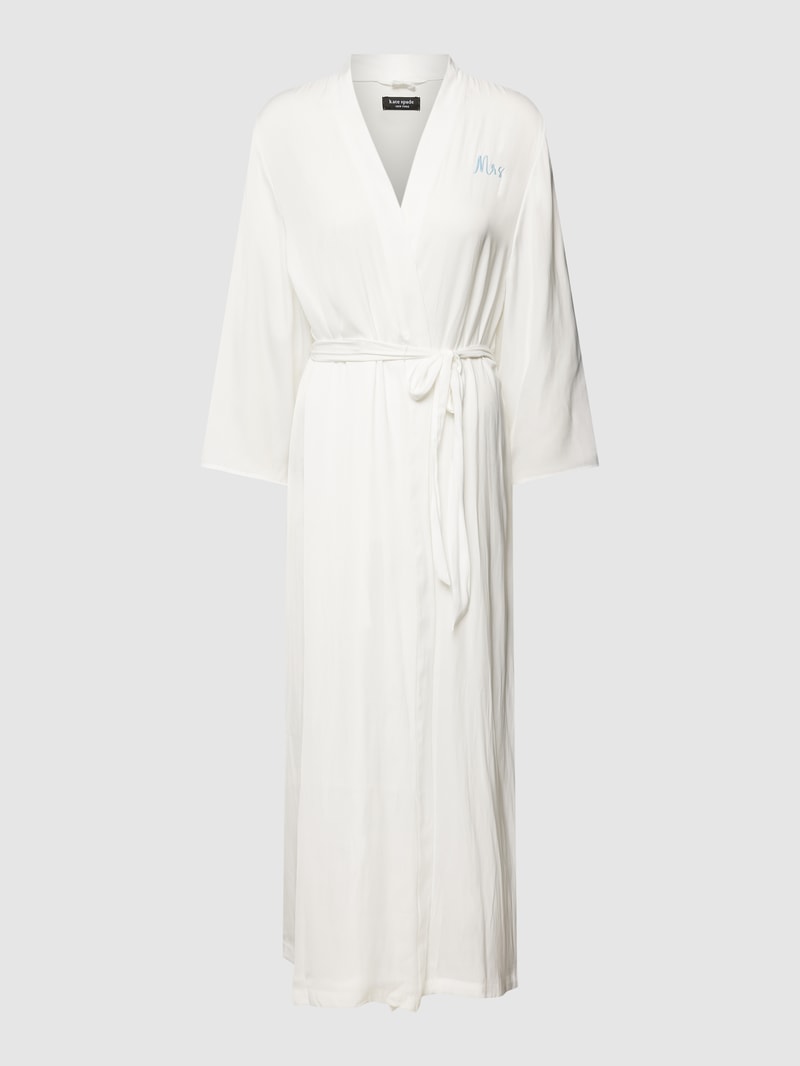 Morgenmantel mit Motiv-Stitching Modell 'CHARMEUSE' in offwhite