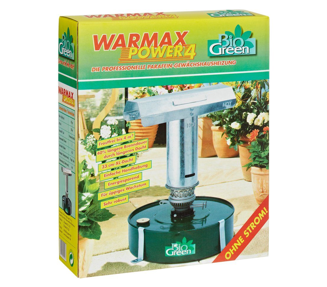 Bio Green Gewächshaus Gewächshausheizer Warmax Power 4, 300W, funktioniert mit Paraffinöl, bis zu 7 Tage Brenndauer