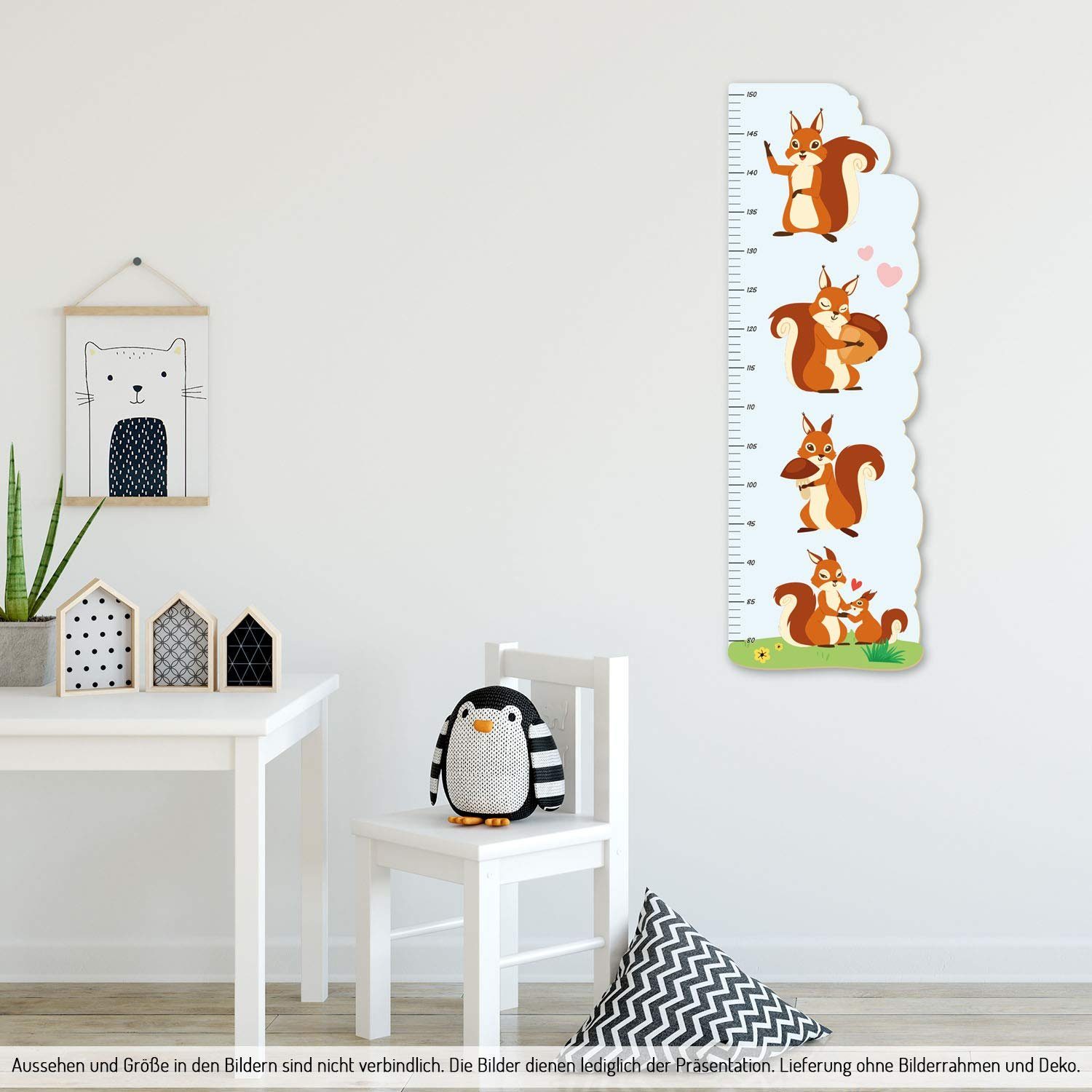 Kreative Feder Messlatte „Eichhörnchen“ für Kinder, Messlatte fürs Kinderzimmer im Norwegian Style; Messbereich 80–150 cm