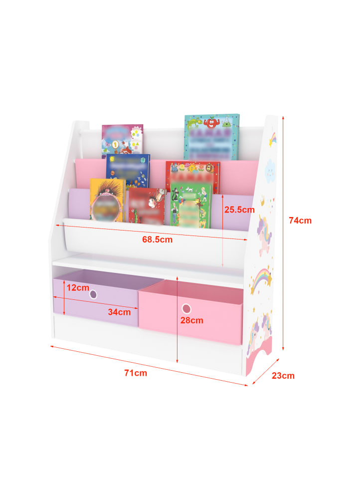 en.casa Kinderregal Neda in Lila Rosa (H)74cm (B)71cm (T)23cm günstig kaufen onesize