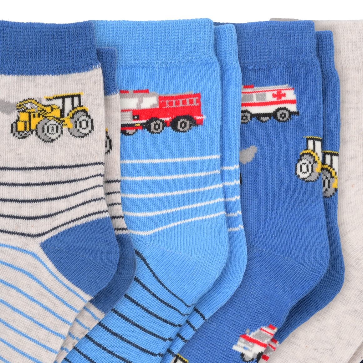 5 Paar Jungen Socken mit Fahrzeug-Motiven
