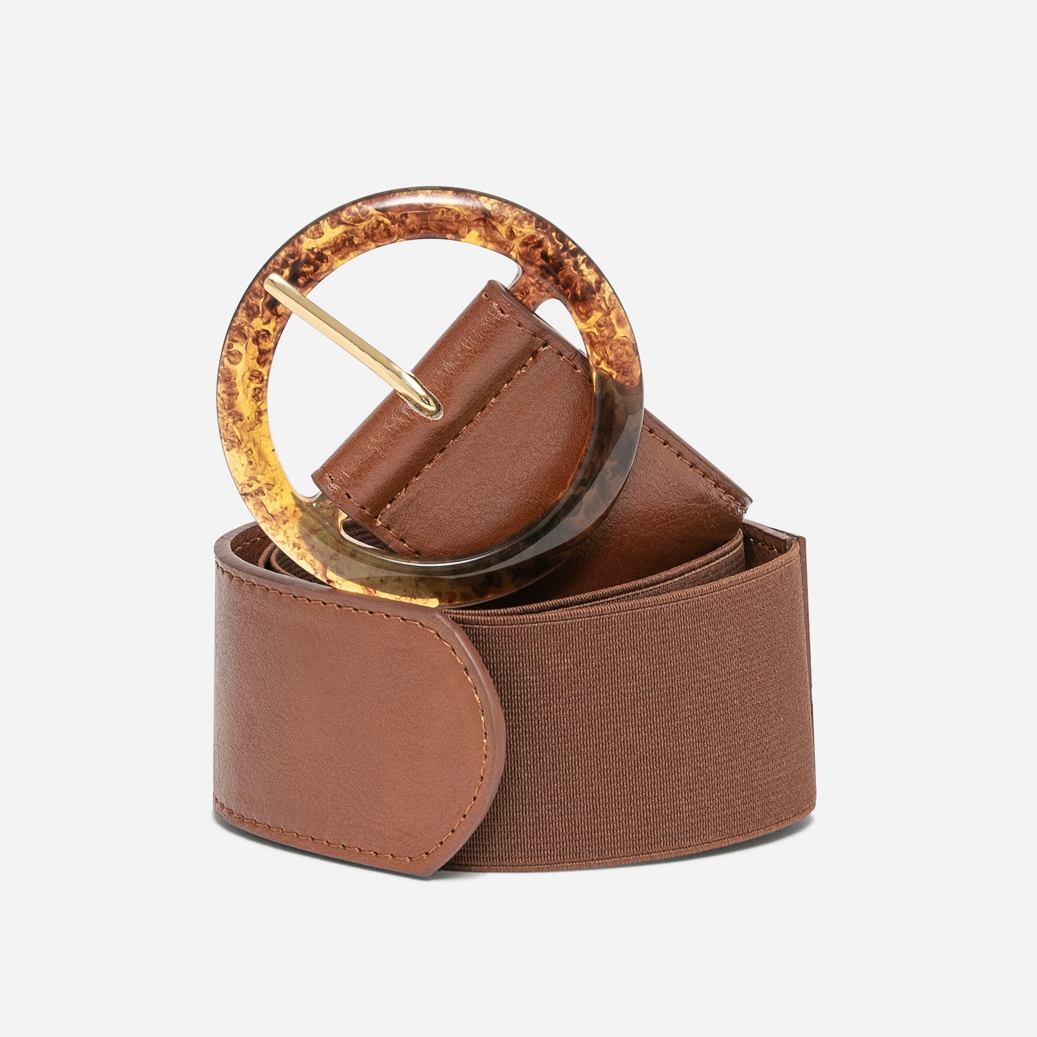 Ceinture cognac large élastiquée