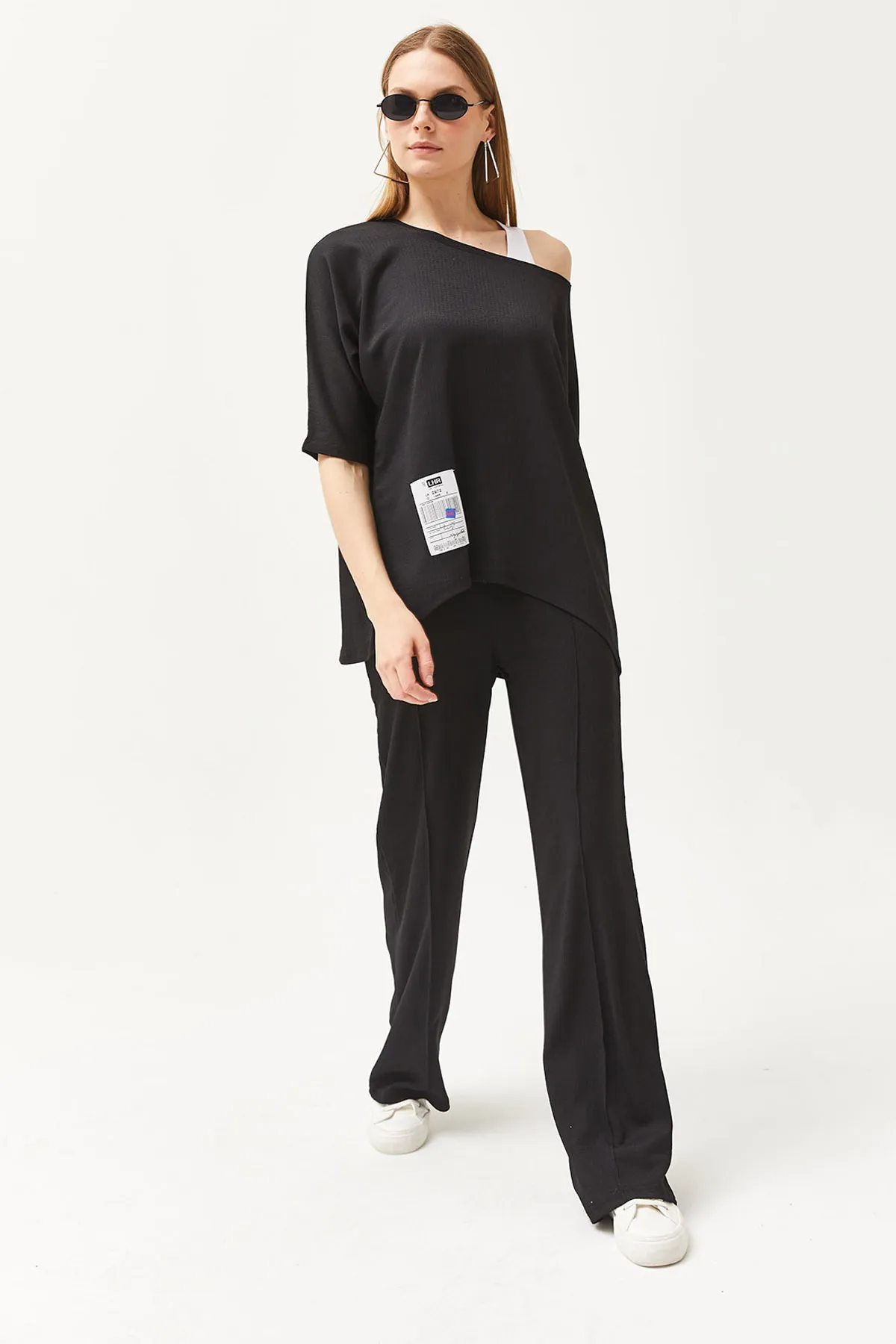 Olalook  Schwarzes Athlete-Bluse-Hosen-3-teiliges Set für Damen TKM-19000272