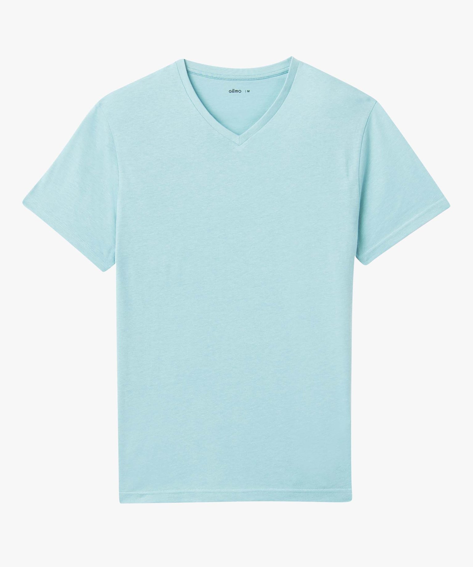 Tee-shirt homme à manches courtes et col V turquoise | GEMO