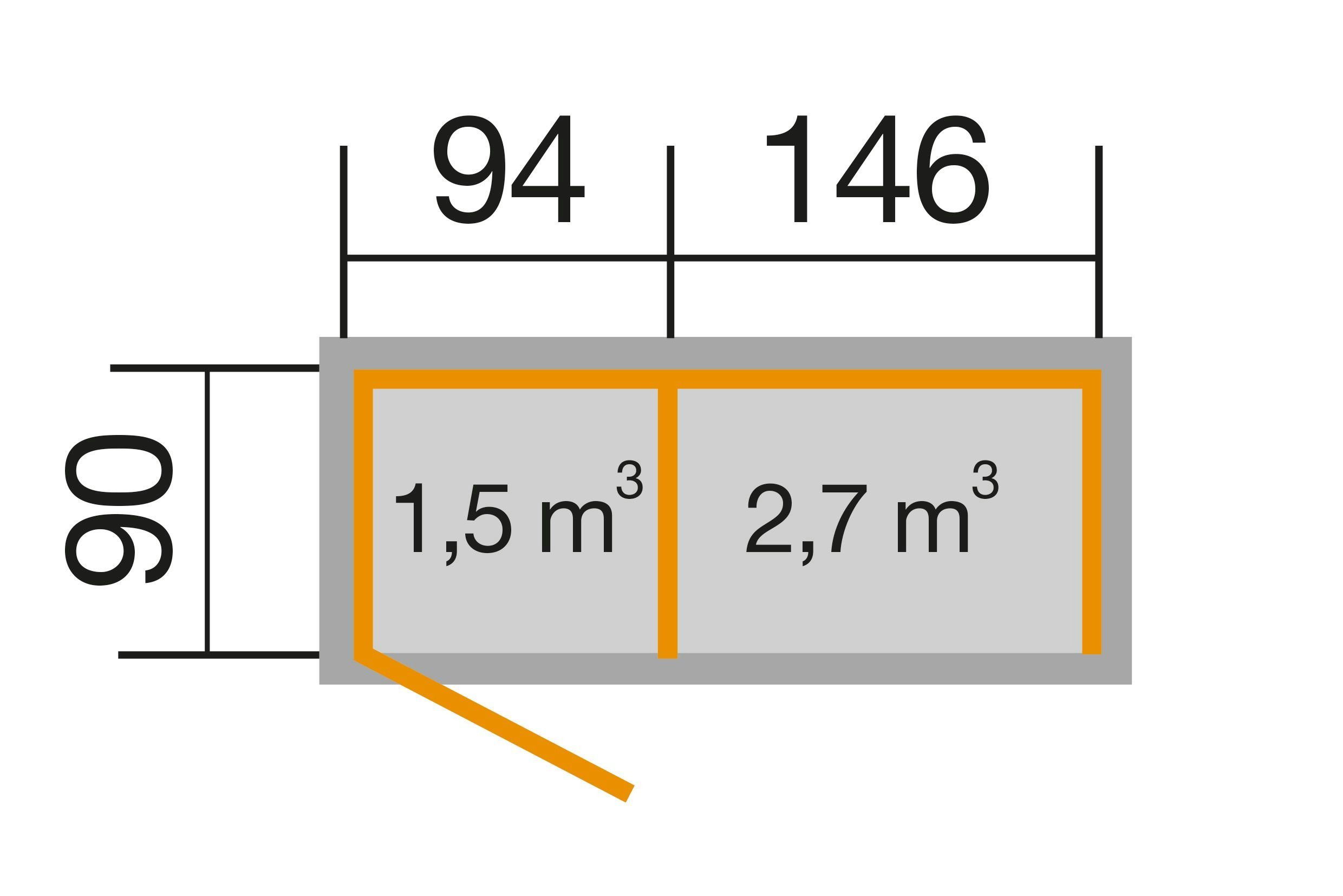 weka Kaminholzregal Brennholzlager 663, BxTxH:254x96x193 cm, mit Geräteraum