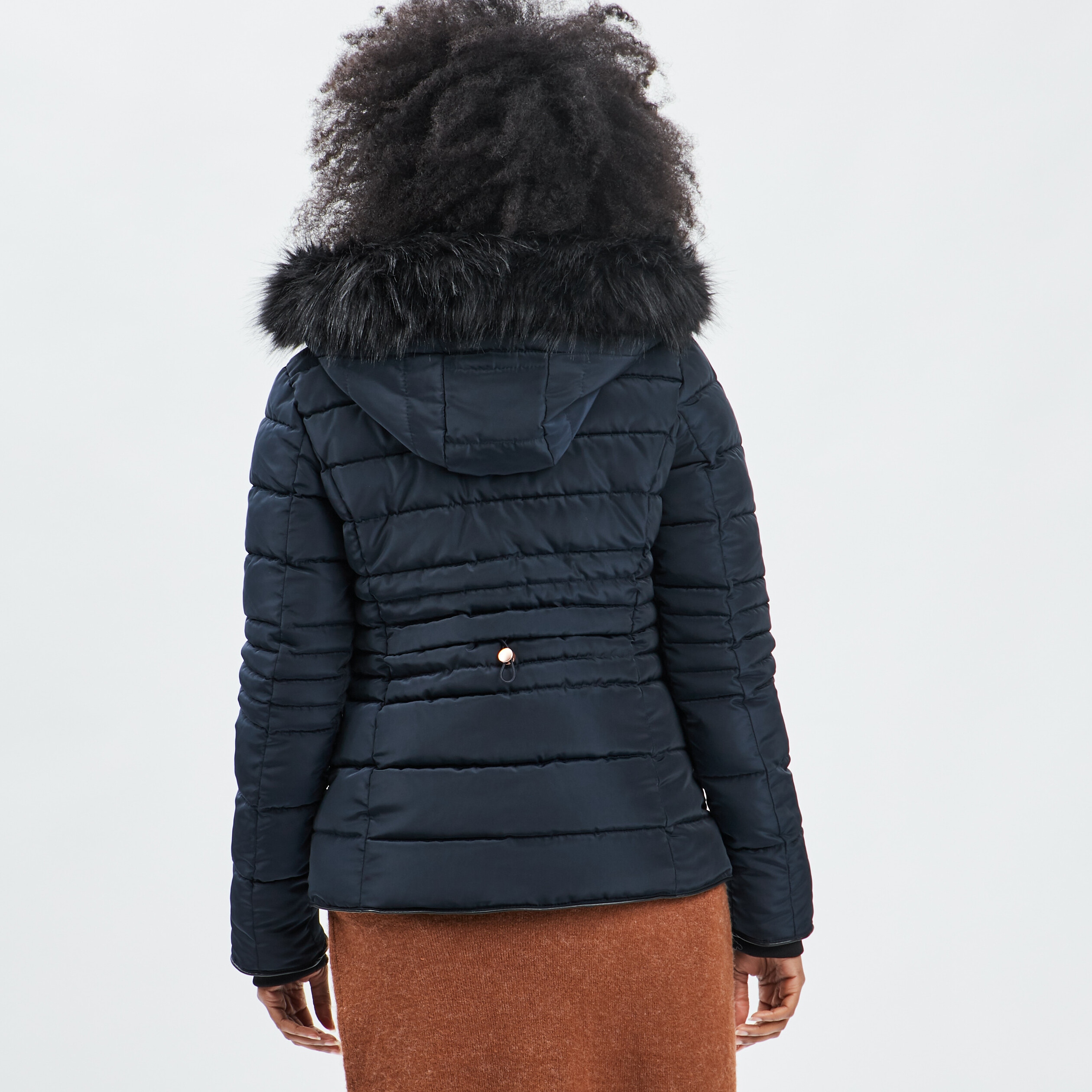 Doudoune courte cintrée à capuche bleu marine femme | La Halle