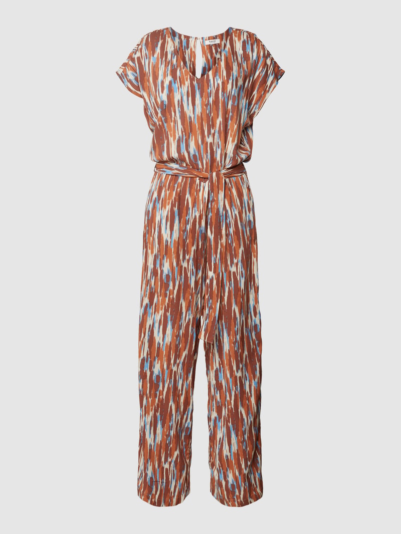 Jumpsuit aus reiner Viskose mit Animal-Print Modell 'Joella' in rostrot