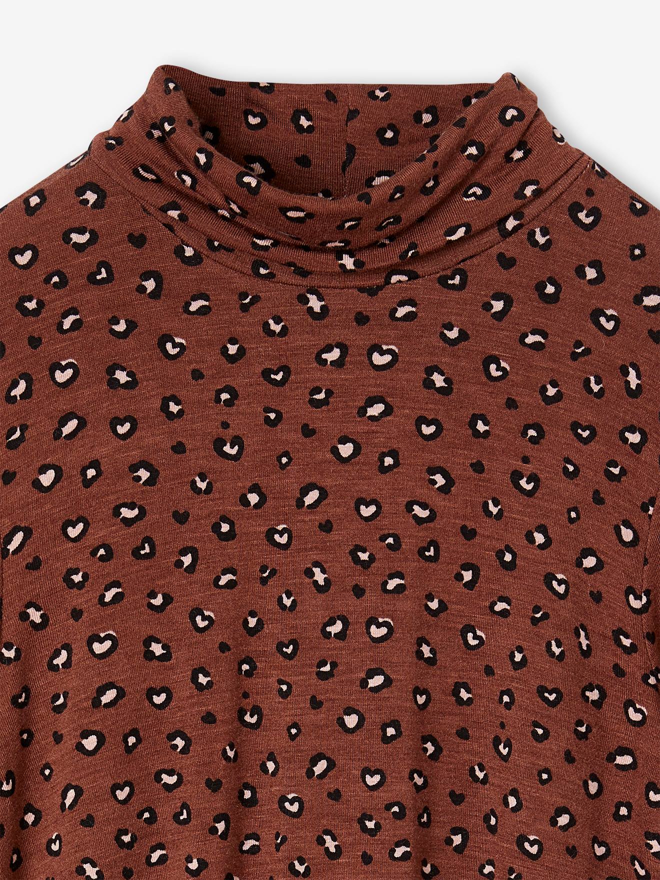Sous-pull imprimé fille beige poudré