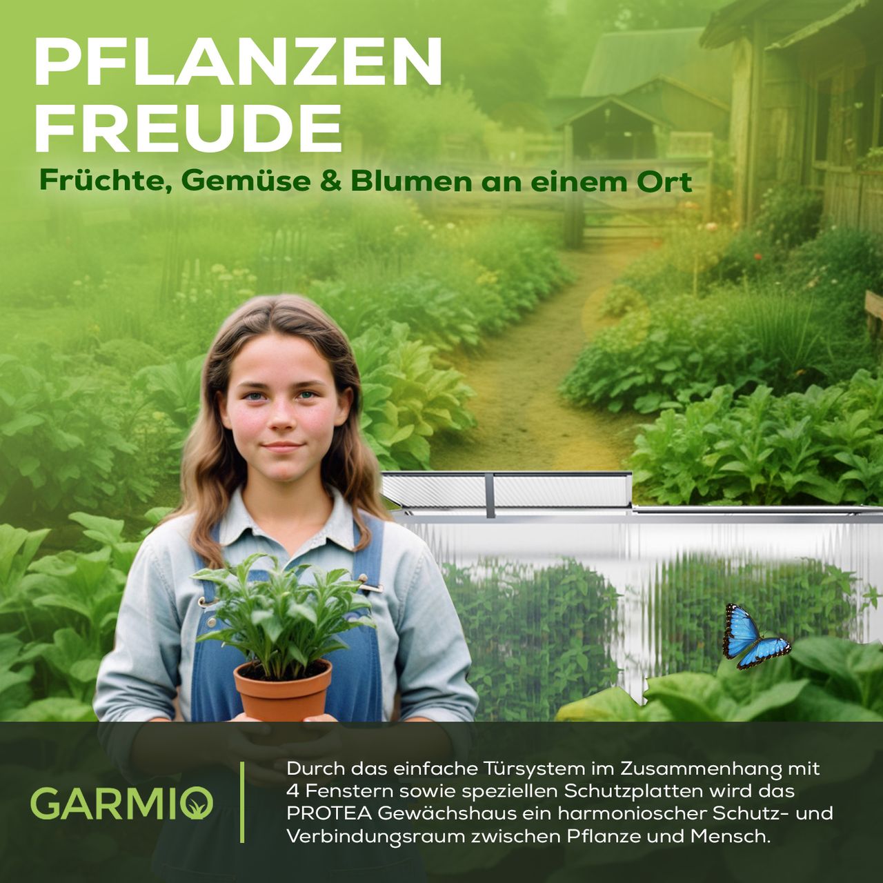 Garmio Frühbeet Mini Gewächshaus Protea Dachfenster, UV-Schutz, Alu Frühbeet, Mini-Gewächshaus