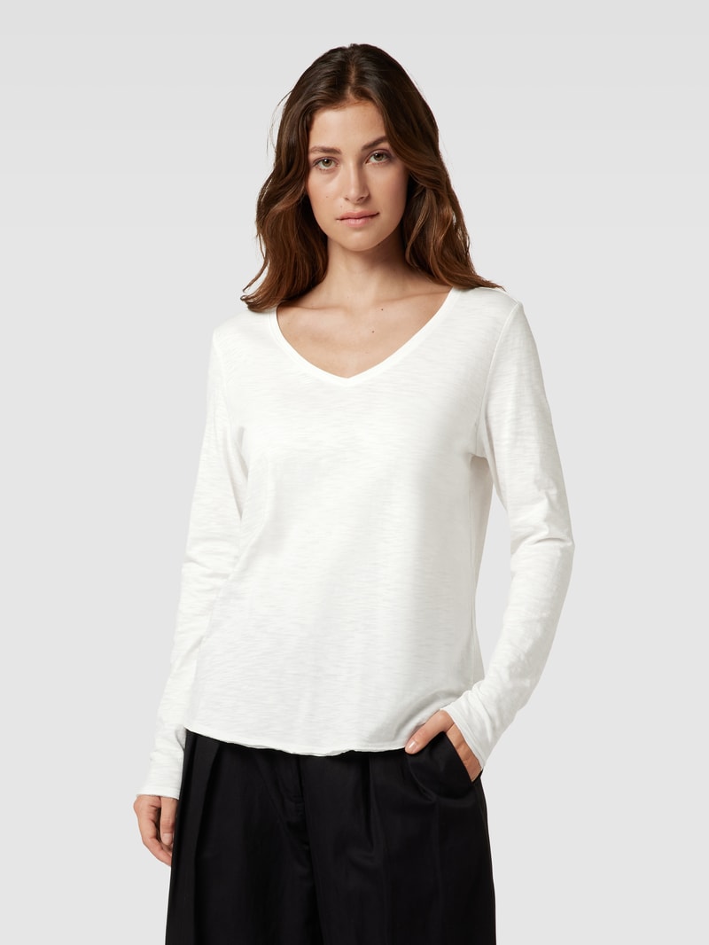 Longsleeve in melierter Optik in weiß