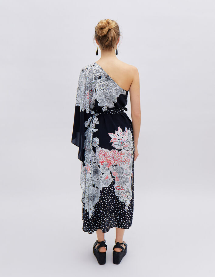 Robe asymétrique noire motif fleurs IKKS x GIGEEZ Femme