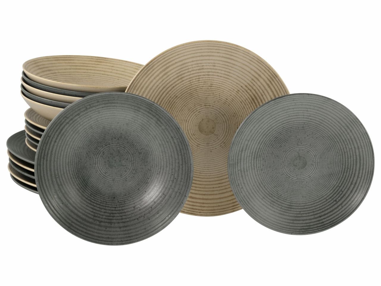 CreaTable Catania Mix, 18-teiliges Teller Set aus Steinzeug