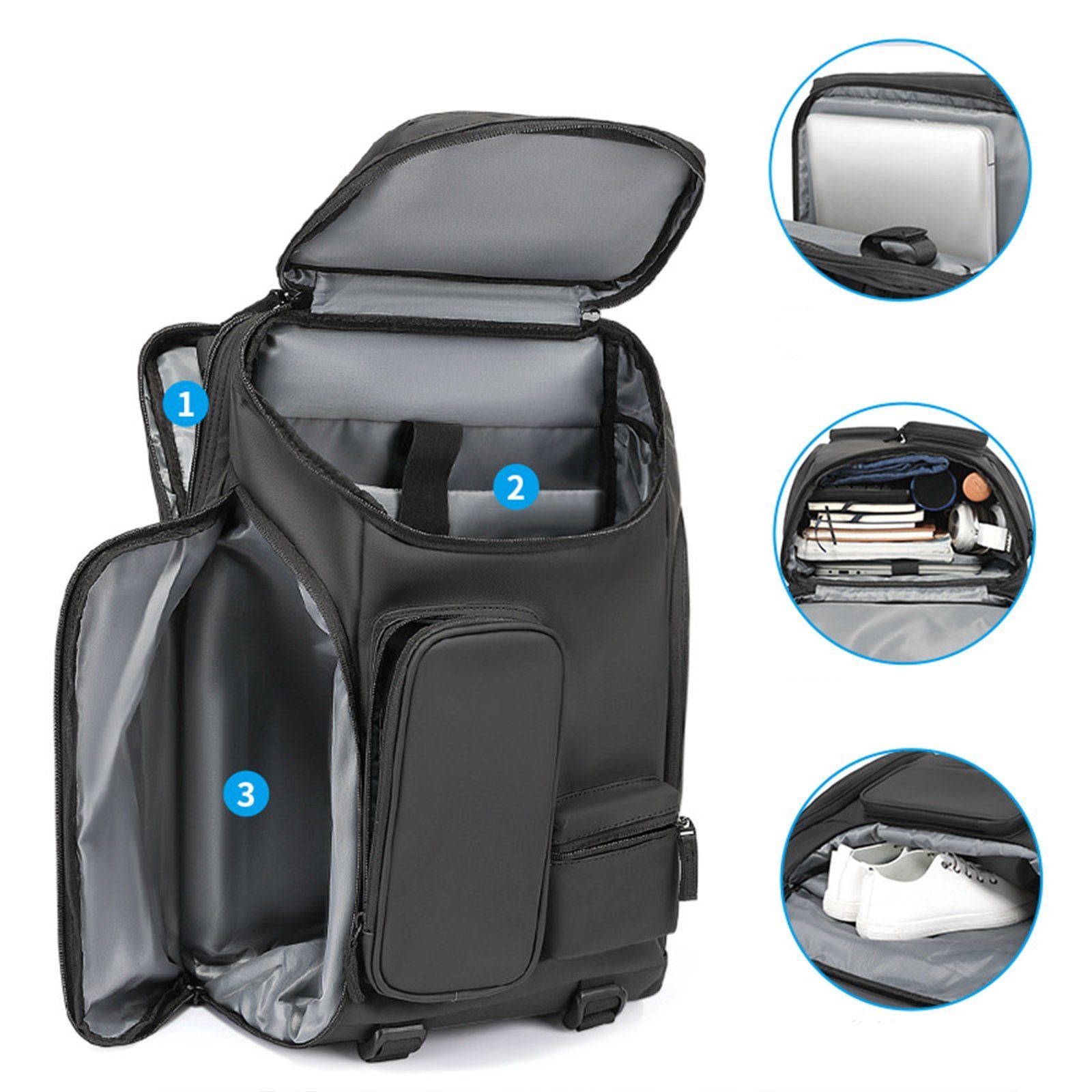 REDOM Reiserucksack Laptoprucksack Laptop Rucksack Rucksäcke Freizeitrucksack Laptoptasche (Leder Reisen Notebook Laptop Tasche Schule Uni Rucksack Handgepäck, Schulrucksack, Sportrucksack, mit Schuhfach, Backpack mit Laptopfach), für Herren Damen Ju