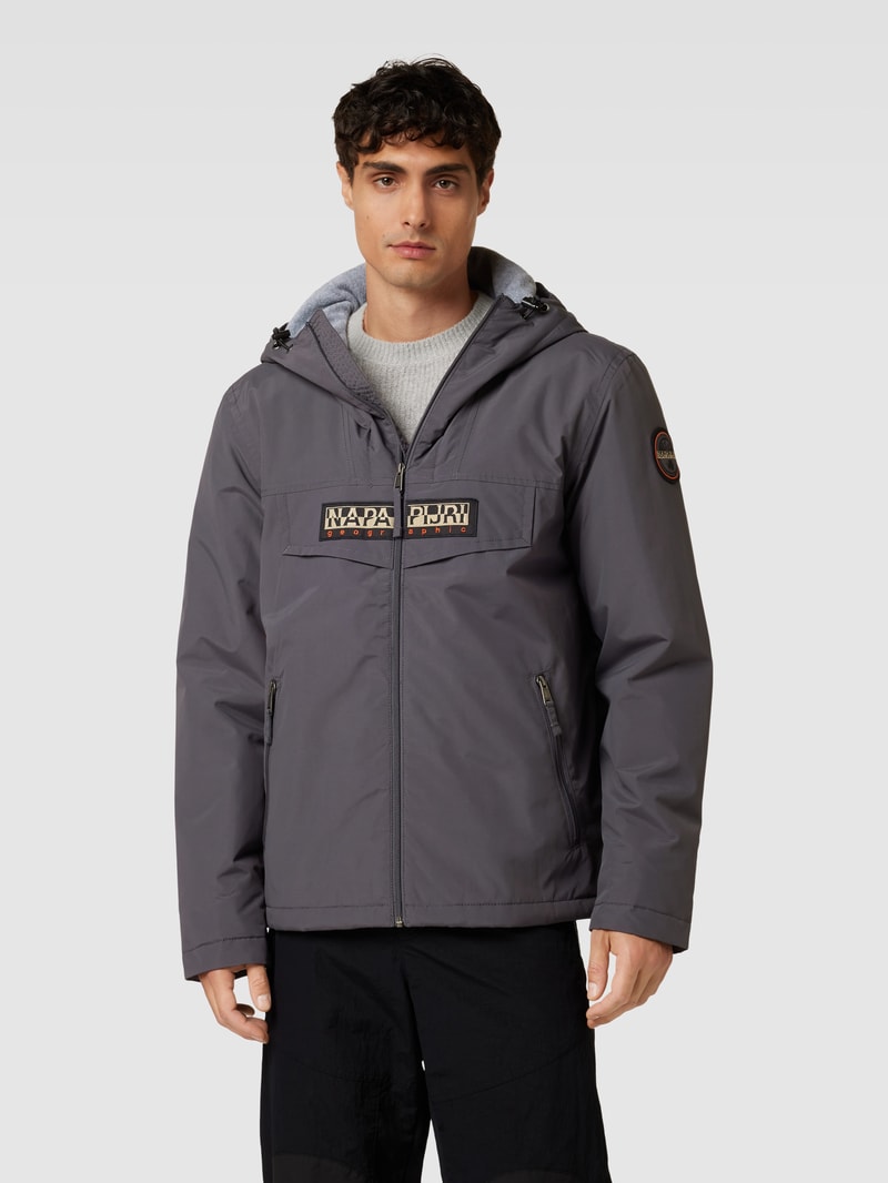 Jacke mit Label-Stitching Modell 'RAINFOREST' in graphit