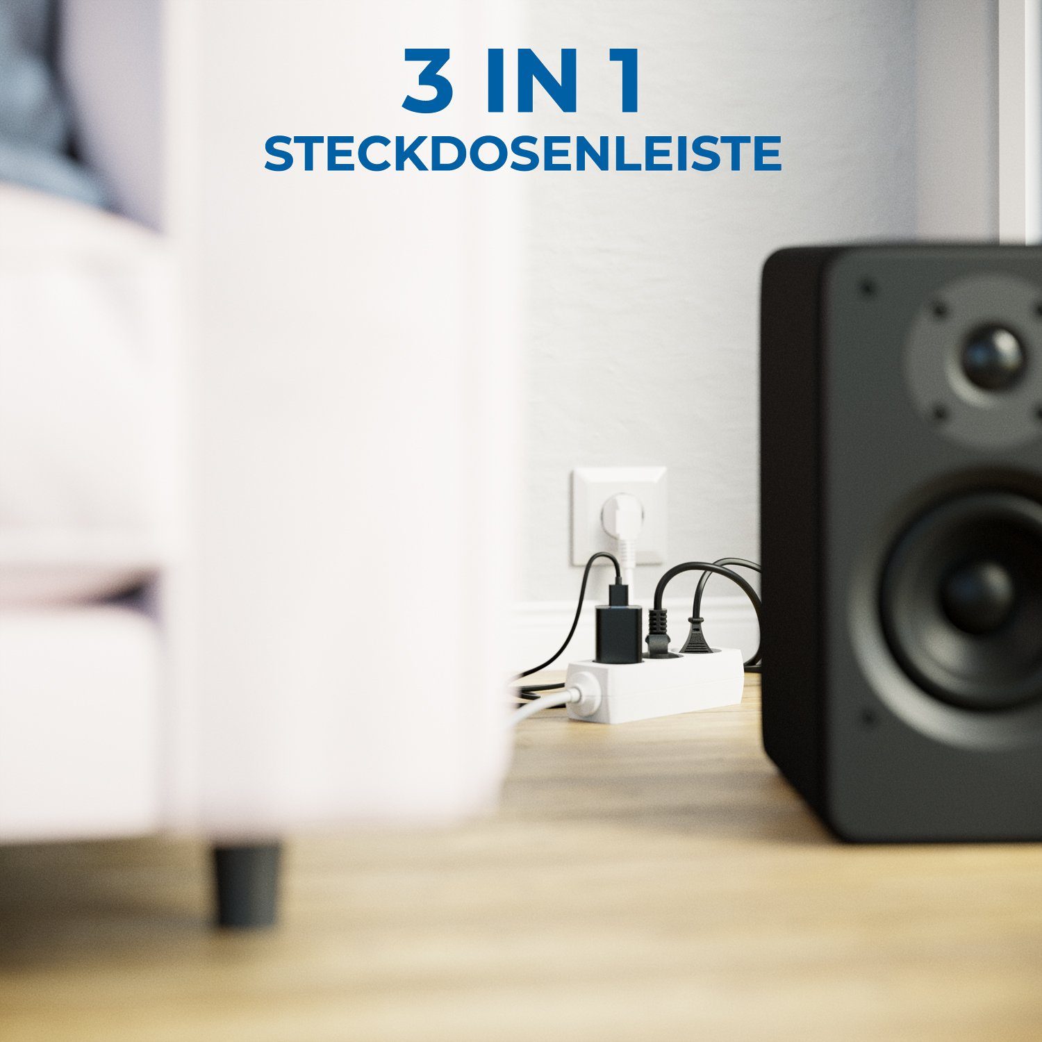 deleyCON deleyCON 3 Fach Steckdosenleiste Mehrfachsteckdose Steckerleiste 1,4 Steckdosenleiste