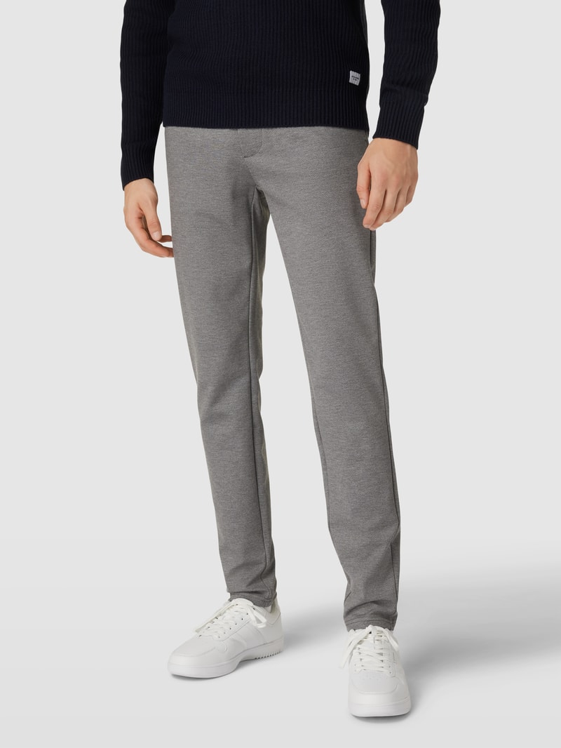 Tapered Fit Stoffhose mit feinem Allover-Muster Modell 'Mark' in hellgrau