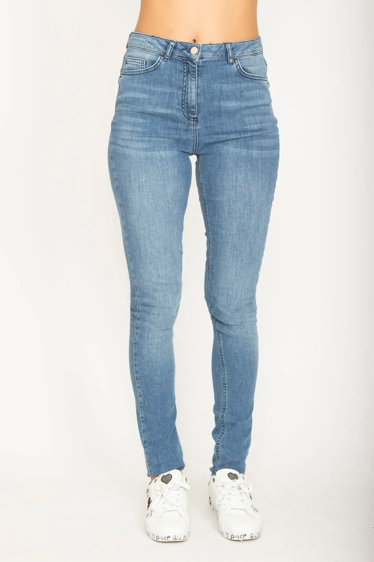 Şans Tekstil  5-Pocket-Jeanshose für Damen in blauer Waschung mit detaillierten Details 85n6302