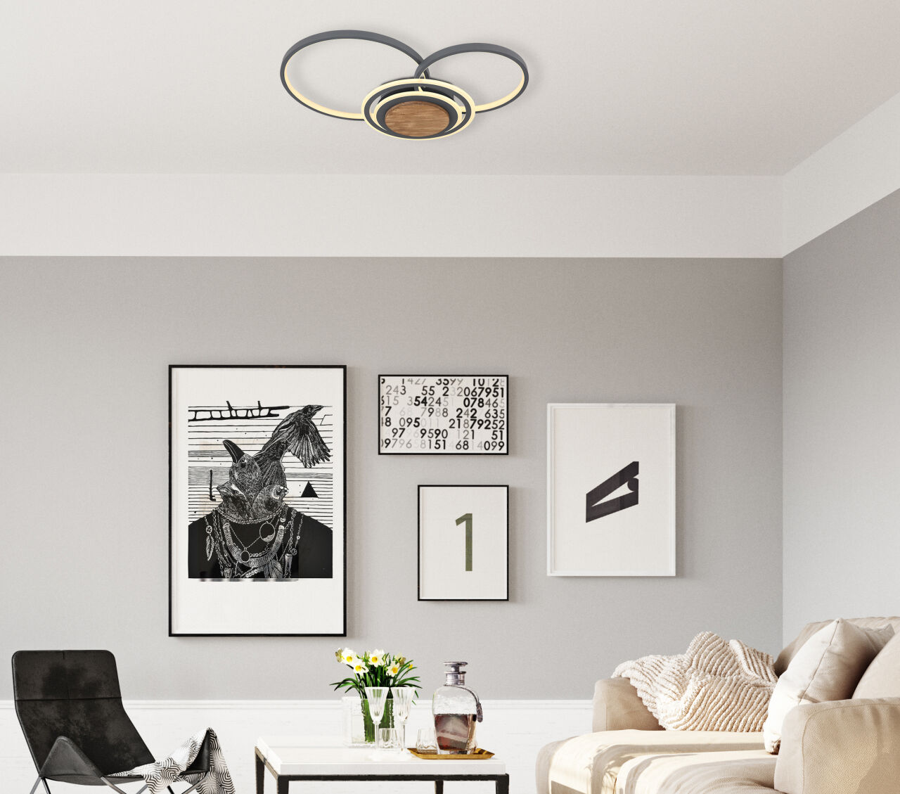 Globo Lighting - NIRRA - Deckenleuchte Metall Graphit, LED
