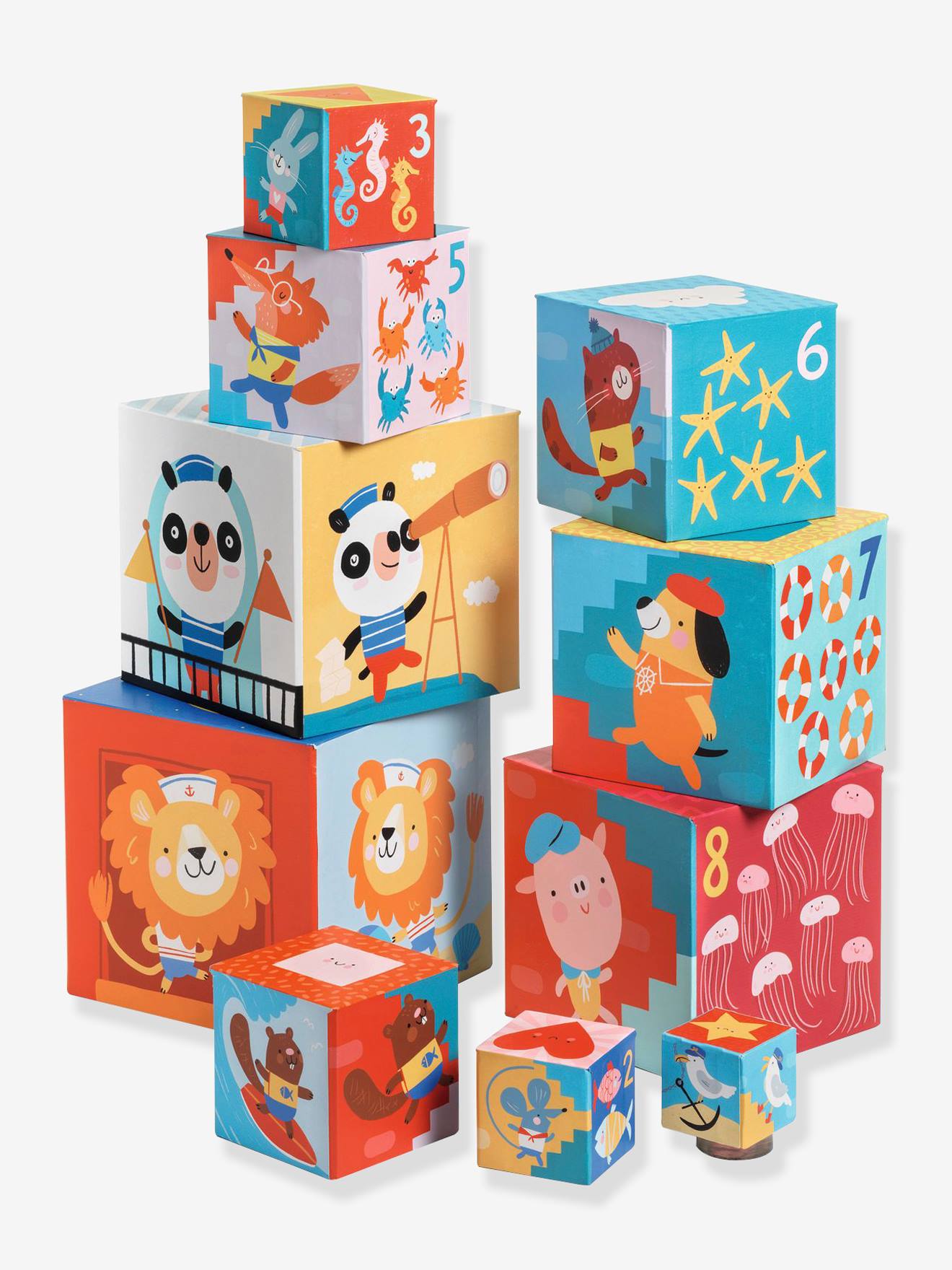 10 cubes Plage DJECO bleu