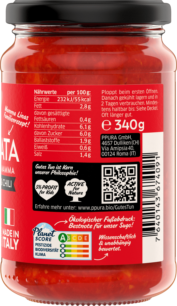 Tomatensoße, Arrabbiata, fruchtige Tomaten & Chili, 340 g